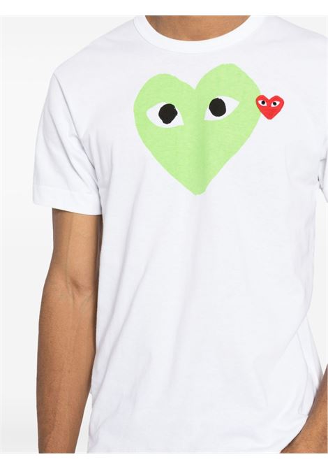 t-shirt red emblem knit unisex bianca COMME DES GARÇONS PLAY | AX-T106-0513